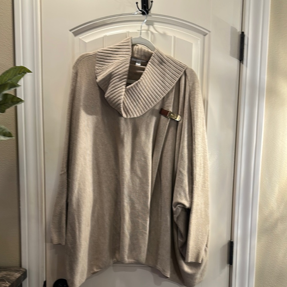 Calvin Klein Tan Cowl Neck Sweater Cozy Knit